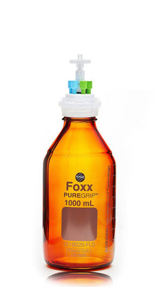 HPLC Solvent Reservoir Bottle Assembly, GL45, 1L Amber, Class VI Polytetrafluoroethylene (PTFE) Adapter, 4 Ports for 3.2mm(1/8") and/or | img_1 | Foxx Life Sciences Global | shopfls.com