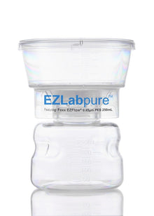 Clear container with EZLabpure branding on a white background