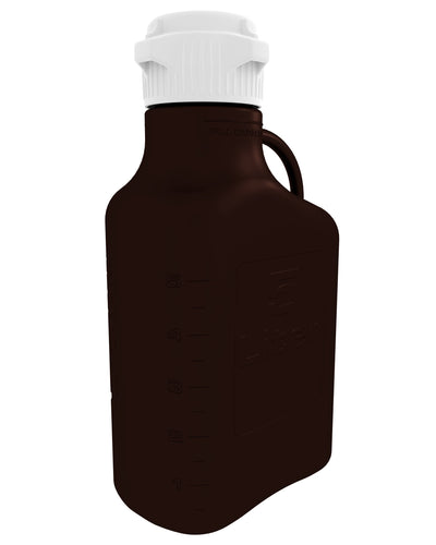 Dame-jeanne EZBio®, polypropylène ambré foncé (PP), 5 L, sans robinet, bouchon VersaCap® 83B, double emballage, non stérile