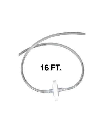 Prolunga per tubo EZBio® Vactrap™ S per bottiglie di plastica, 4,88 m, con filtro di sfiato in politetrafluoroetilene (PTFE) da 0,2 µm, sterile.