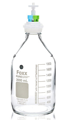 HPLC Solvent Reservoir Bottle Assembly, GL45, 2L Clear, Class VI Polytetrafluoroethylene (PTFE) Adapter, 6 Ports for 3.2mm(1/8") and/or | img_1 | Foxx Life Sciences Global | shopfls.com