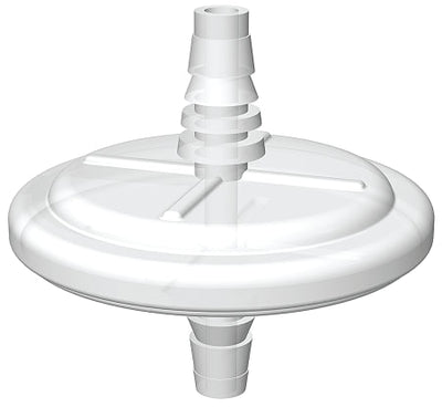 Filtro di sfiato EZFlow® in politetrafluoroetilene (PTFE) da 0,2 µm, alloggiamento in polipropilene (PP) da 50 mm, raccordo a gradini da 1/4" a 1/2", non sterile, confezione da 25 pezzi.
