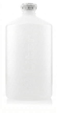 White bottle with a silver cap on a white background
