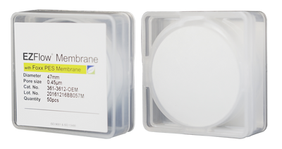 Filtro a disco a membrana EZFlow®, PES, 0,45 µm, 47 mm, non sterile, confezione da 50 pezzi.