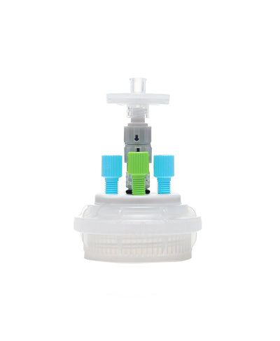 HPLC Solvent Reservoir ChromCap™ 300 Assembly, GL45, Class VI Polytetrafluoroethylene (PTFE) Adapter, 3 Ports for 3.2mm(1/8") and/or 1.6mm(1/16") OD Tubing