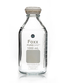 PUREGRIP® Rhino Safety Coated Glass Bottles, Clear, 1000mL with GL45 VersaCap - 4/CS Laboratory-Grade, Chemical Resistant | img_1 | Foxx Life Sciences Global | shopfls.com