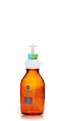 HPLC Solvent Reservoir Bottle Assembly, GL45, 500mL Amber, Class VI Polytetrafluoroethylene (PTFE) Adapter, 6 Ports for 3.2mm(1/8") and/or | img_1 | Foxx Life Sciences Global | shopfls.com