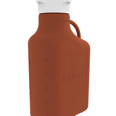 Bonbonne EZBio® 5L (1 gal) en polyéthylène haute densité (PEHD) ambré avec bouchon VersaCap® 83B, doublement emballée, stérilisée aux rayons gamma