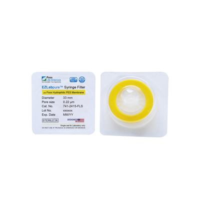 Filtres pour seringues EZlabpure™ en polyéthersulfone (PES) hydrophile, membrane stérilisante de 0,22 µm, 33 mm, stériles, paquet de 100
