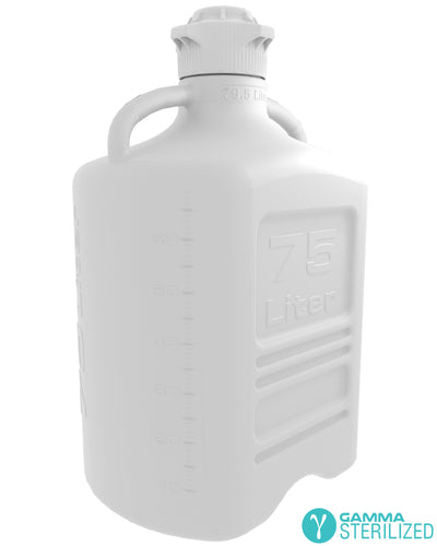 EZBio® 75L (20GAL) High Density Poly Ethylene (HDPE) Carboy with VersaCap® 120mm, Double Bagged, Gamma Sterilized
