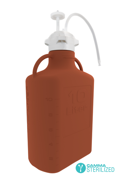 Gruppo damigiana EZBio da 10 litri, HDPE ambrato, 83B, tubo in TPE con tubo di immersione, sterilizzato