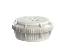 Tappo ventilato EZBio® GL45 con membrana in PTFE da 0,22 μm, in PP bianco, per bottiglie di vetro.