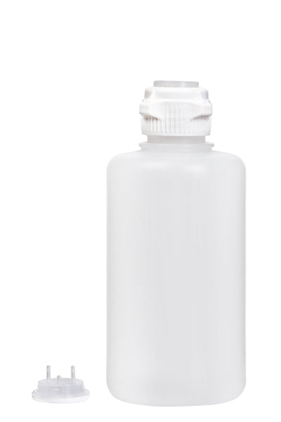 Bottiglia sottovuoto rotonda EZLabpure™ in polipropilene (PP), 2 L, VersaCap® 53B aperta, con adattatori chiuso e 2x1/8" HB, 1 pezzo