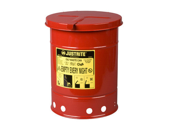 Oily Waste Can, 6 gallon (20L), hand-operated cover - SolventWaste.com