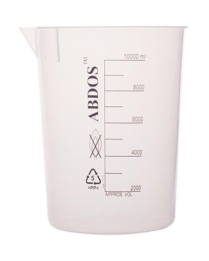 Abdos Printed Plastic Beakers, Polypropylene (PP) 10000ml, 1/EA