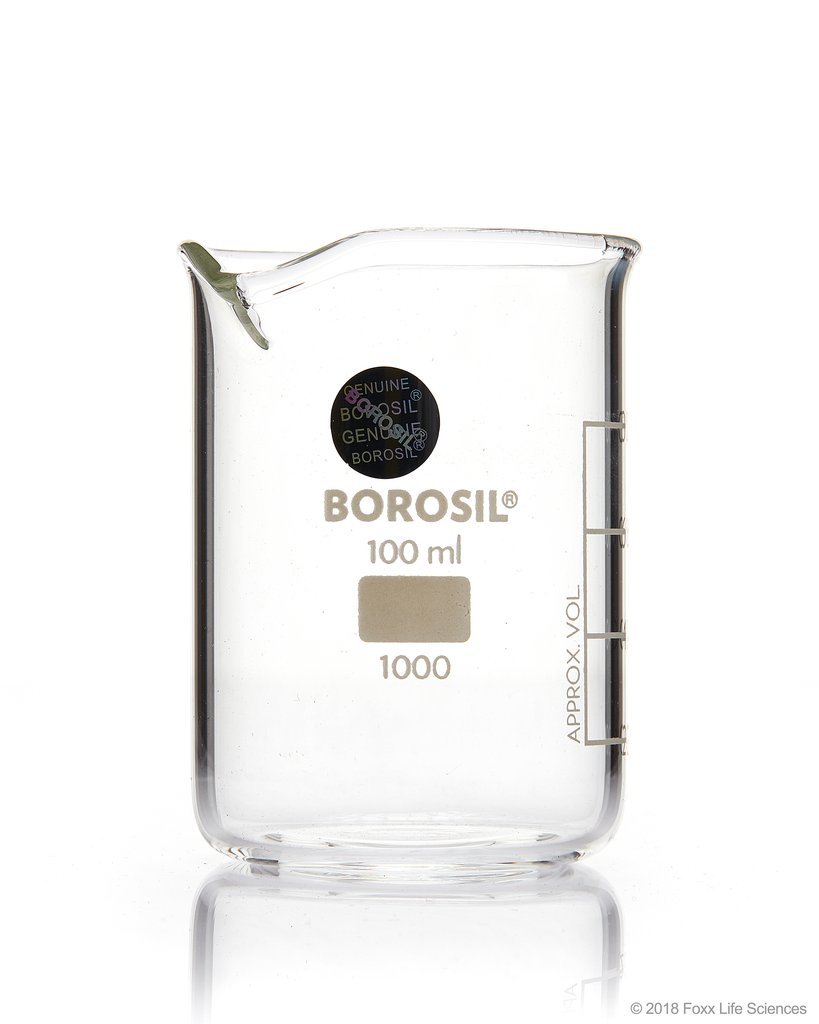 Borosil® Beakers - Griffin - Low Form with Spout. 150mL - CS/40 - SolventWaste.com