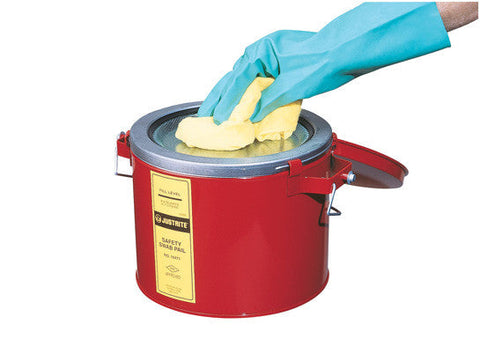 Swab Pail with dasher plate for sponging operations, 6 quart (6L), hinged cover, Steel - SolventWaste.com