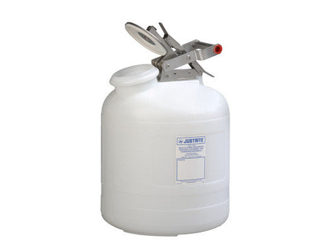 Safety Container for corrosives/acids, Wide-mouth, S/S hardware, 5 gal., self-close cap, poly - SolventWaste.com