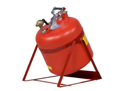 Safety Can, Tilt-style w/Stand, S/S hrdwr, 5 gal., top s/c Brass faucet, flame arrester, poly - SolventWaste.com