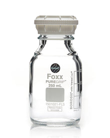 PUREGRIP® Bottles - Reagent - Graduated with GL45 Screw Cap and Pouring Ring - 250 mL - 10/case - SolventWaste.com
