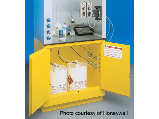 Pass-through Valve can be used on the sides or back of any safety cabinet. Installed - SolventWaste.com