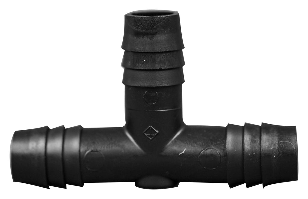 T Connector Fitting Pack, Polyethylene, 1/2" Hose Barb x 1/2" Hose Barb to 1/2" Hose Barb, 10/pk - SolventWaste.com