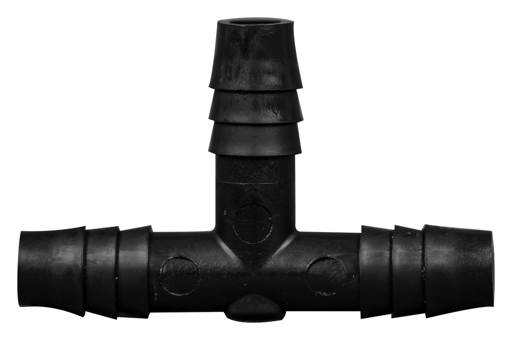 T Connector Fitting Pack, Polyethylene, 3/8" Hose Barb x 3/8" Hose Barb to 3/8" Hose Barb, 100/pk - SolventWaste.com