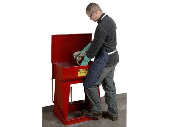 Rinse Tank, Floor-Standing, 11 gallon, foot-operated self-close cover, drain plug, Steel - SolventWaste.com