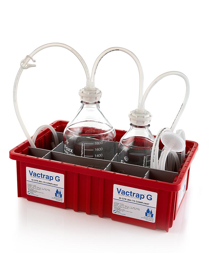 Vactrap‚™ G, 2L + 1L, Glass Bottles, Red Bin, GL45 Cap w/1/4" ID Tubing