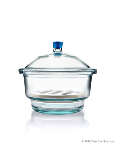 Borosil® Desiccator With Cover and Porcelain Plate - Plastic Knob - Borosilicate Glass 300 mm CS/1 - SolventWaste.com