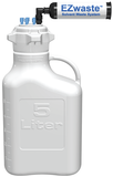 EZwaste® HD Safety Vent Carboy 5L HDPE with VersaCap® 83mm, 6 ports for 1/8" OD Tubing, 1 port for 1/4" HB or 3/8"HB - SolventWaste.com