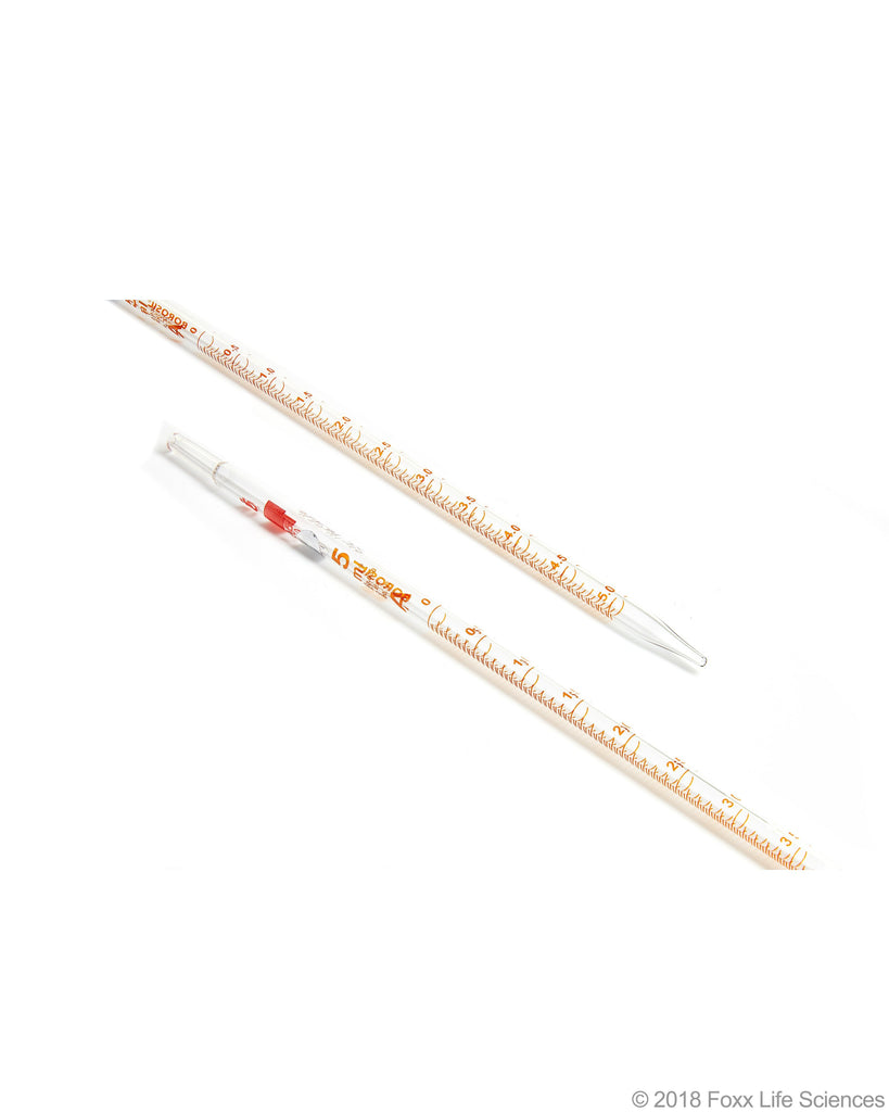 Borosil Graduated Mohr Pipette - 3.3 Borosilicate glass - Amber markings - CS/10 - 5mL - SolventWaste.com