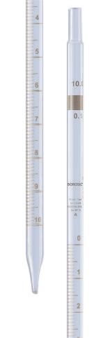 Borosil® Pipettes - Measuring (Mohr) - Class A - 0.2mL x 0.01mL - Batch Cert - CS/10 - SolventWaste.com