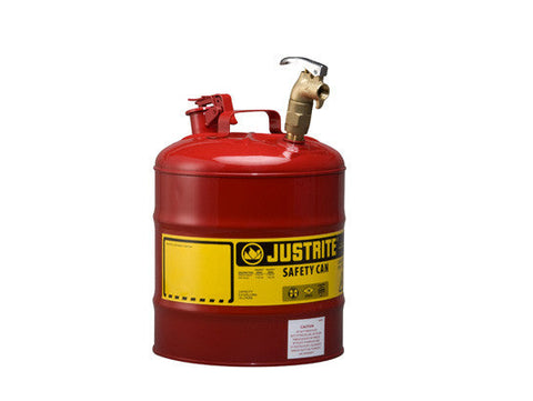Type I Dispensing Safety Can, 5 gallon, top 08902 brass faucet, S/S flame arrester, Steel - SolventWaste.com