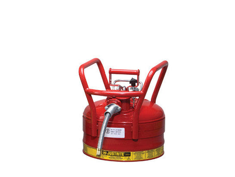 Type II AccuFlow™ D.O.T. Steel Safety Can, 2.5 gal, 5/8" metal hose, flame arrester, roll bars - SolventWaste.com