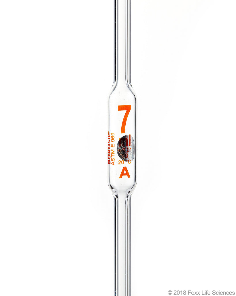 Borosil Volumetric Pipette Bulb Pipette Class A Accuracy ASTM Batch Certificate 7mL Borosilicate - SolventWaste.com