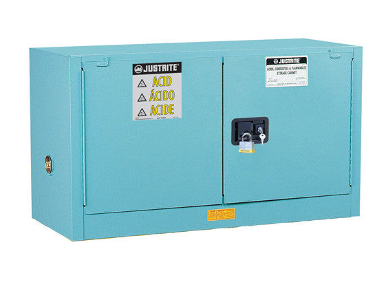 Sure-Grip® EX Piggyback Corrosives/Acid Steel Safety Cabinet, Cap. 17 gal, 1 shlf, 2 s/c doors - SolventWaste.com