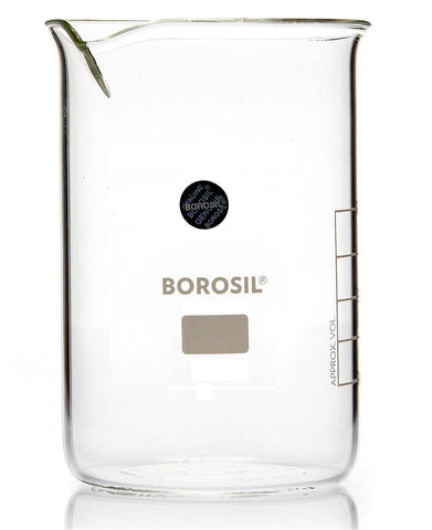 Borosil® Tall-Form Glass Beakers  with Spouts - 600mL - CS/20 - SolventWaste.com