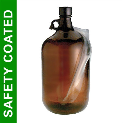 4 Liter Amber Glass Jug, Safety Coated, PTFE Lined Cap, each