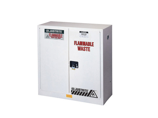 Flammable Waste Safety Cabinet, Steel, Cap. 45 gallons, 2 shelves, 2 manual-close doors - SolventWaste.com