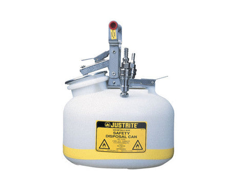 Quick-Disconnect Disposal Safety Can, stainless steel fittings for 3/8" tubing, 2 gal., polyethylene - SolventWaste.com