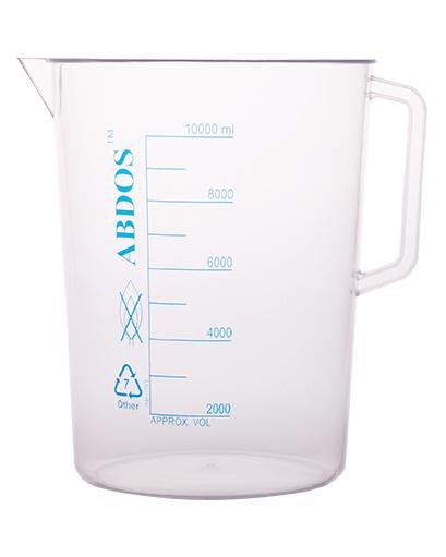 Abdos Printed Beakers with Handle, TPX Polymethyl pentene (PMP) 10000ml, 1/EA