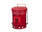 BIOHAZARD WASTE CAN, 6 GALLON, FOOT-OPERATED SELF-CLOSING COVER - Red | White | img_1 | Foxx Life Sciences Global | shopfls.com