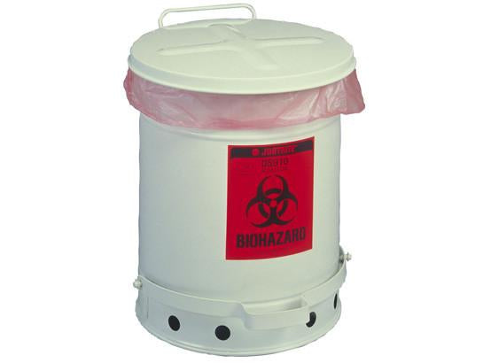 BIOHAZARD WASTE CAN, 6 GALLON, FOOT-OPERATED SELF-CLOSING COVER - Red | White | img_2 | Foxx Life Sciences Global | shopfls.com