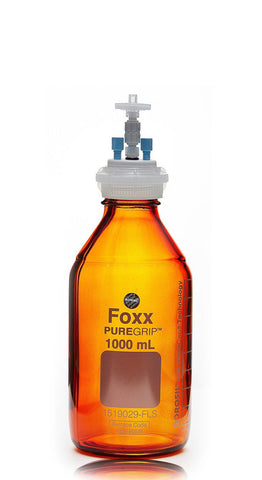 HPLC Solvent Reservoir Bottle Assembly, GL45, 1L Amber, Class VI Polytetrafluoroethylene (PTFE) Adapter,  2 Ports for 3.2mm(1/8") and/or | img_1 | Foxx Life Sciences Global | shopfls.com