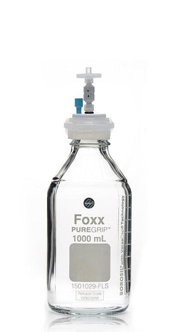 HPLC Solvent Reservoir Bottle Assembly, GL45, 1L Clear, Class VI Polytetrafluoroethylene (PTFE) Adapter,  1 Ports for 3.2mm(1/8") and/or | img_1 | Foxx Life Sciences Global | shopfls.com