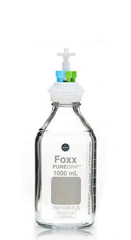 HPLC Solvent Reservoir Bottle Assembly, GL45, 1L Clear, Class VI Polytetrafluoroethylene (PTFE) Adapter,  6 Ports for 3.2mm(1/8") and/or | img_1 | Foxx Life Sciences Global | shopfls.com