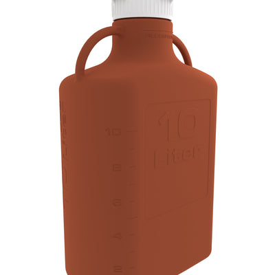 Bonbonne EZBio, PEHD ambré, 10 litres, bouchon 83 mm, Gamma