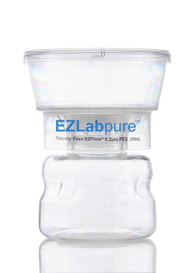 Clear container with EZLabpure branding on a white background
