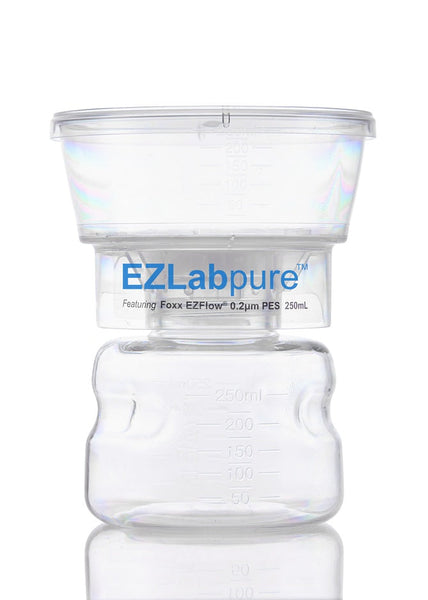 Clear container with EZLabpure branding on a white background